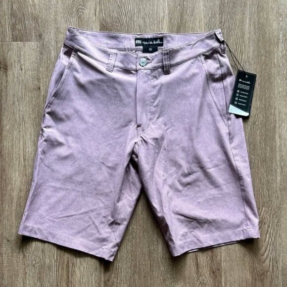 NWT Travis Mathew Save The Day Shorts Grapeade 11" Inseam Size 30 Stripe Golf - Picture 1 of 9